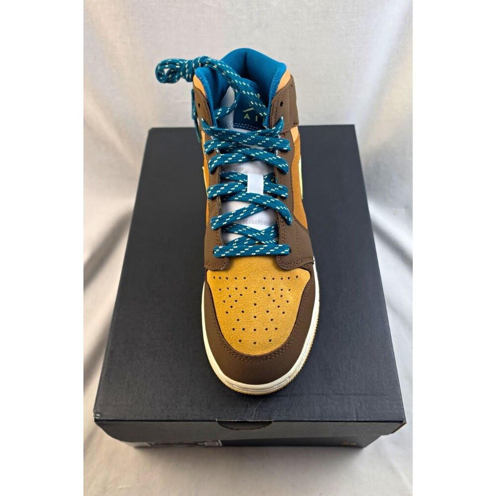 Jordan Air Jordan 1 Mid SE (GS) 7Y Brown Tan Yellow Mid Top Leather DZ6335